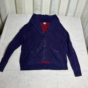 Merona‎ Mens Grandpa Sweater Blue Knit Shawl Neck Button Front Cardigan Size XL